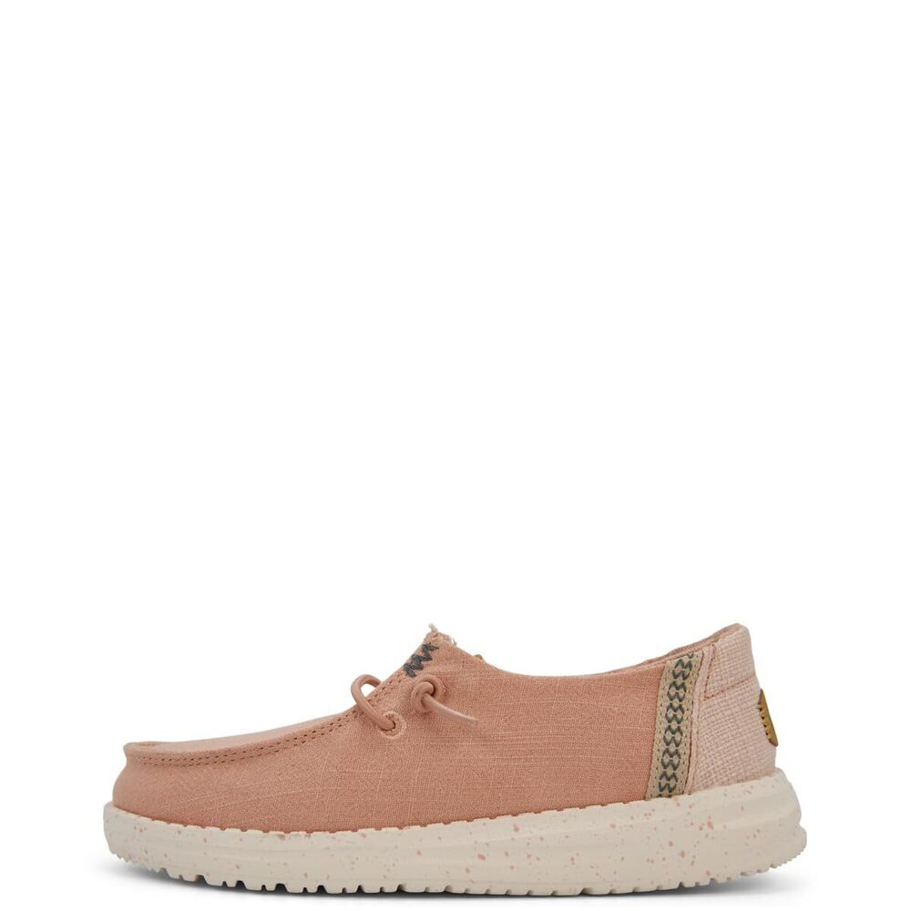 HEYDUDE Wendy Youth Washed Canvas Rose Size 3